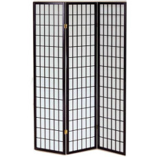 PARAVENTO A 3 ANTE SERENA GROUP IN LEGNO E CARTA DI RISO NERO 130,5X178 CM NY1001-3