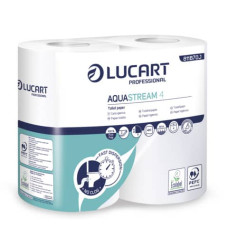 CARTA IGIENICA 2 VELI AQUASTREAM 4 - LUCART PROFESSIONAL - 400 STRAPPI - CARTONE DI 14 CONFEZIONI DA 4 ROTOLI
