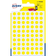 ETICHETTE ROTONDE COLORATE AVERY GIALLO Ø 8 MM - 70 ET/FOGLIO - SCRIVIBILI A MANO - BUSTINA DA 7 FOGLI - PSA08J