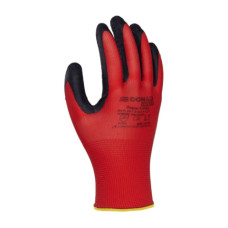 GUANTI DA LAVORO DONAU SAFETY IN PL ROSSO E LATTICE RUVIDO NERO SUL PALMO TG. 7 - CONF. 12 PZ - 32021121-07
