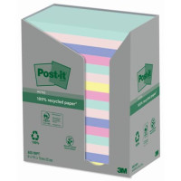 Foglietti post-it® notes 76x127 mm carta riciclata assortiti conf. torre da 16 blocchetti da 100 ff - 655-1rpt