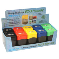 Espositore 10 temperamatite a 2 fori con serbatoio Donau in colori assortiti