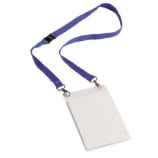 PORTANOMI DURABLE CON CORDONCINO 20 MM PER EVENTI BLU/TRASPARENTE INSERTI F.TO A6  CONF. 10 PZ