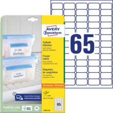 ETICHETTE PERMANENTI PER FREEZER AVERY 38,1X21,1 MM BIANCO - 65 ET./FOGLIO LASER/INKJET - CF. 25 FOGLI L7971-25