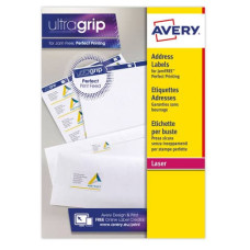 ETICHETTE BIANCHE PER INDIRIZZI AVERY ULTRAGRIP™ 38,1X21,2 MM - 65 ET/FOGLIO - STAMPANTI LASER CF. 100 FOGLI L7651-100