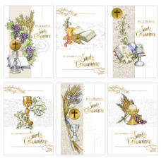 BIGLIETTI AUGURALI PRIMA COMUNIONE BIEMBI ORO 12X18 CM CONF. DA 6 PEZZI ASSORTITA