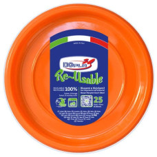 PIATTI FONDI ARANCIONI IN POLISTIRENE H.32 MM CONF. 25 PZ DOPLA REUSABLE Ø 205 MM - 11826