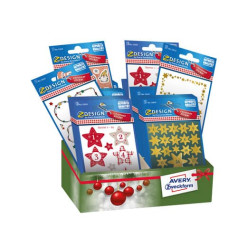 STICKERS ADESIVI DECORATIVI NATALE CONF. DA 60 BUSTINE AVERY SOGGETTI VARI 52988