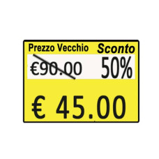ROTOLO DA 600 ETICHETTE PRINTEX PREZZO/SCONTO 26X19 MM GIALLO REMOV. CONF. 10 ROTOLI - B10/2619/CRGSTS