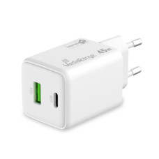 CARICABATTERIE RAPIDO GAN 43W CON DOPPIA USCITA USB-A E USB-C MEDIA RANGE BIANCO MRMA113-2 CARICABATTERIE RAPIDO GAN 43W CON DOPPIA USCITA USB-A E USB-C MEDIA RANGE BIANCO MRMA113-2