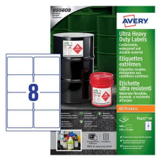 ETICHETTE IN TESLIN BIANCO AVERY LASER/INKJET 8 ET./FOGLIO 105X74 MM CONF. 50 FOGLI - B3427-50