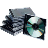 Porta cd/dvd jewel case standard spessore 10 mm nero/trasparente conf. da 10 pezzi