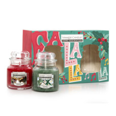 CANDELA YANKEE CANDLE IN CONFEZIONE REGALO - CINNAMON DELIGHT E WRAPPING PAPER PINE - CONF. DA 2 GIARE PICCOLE