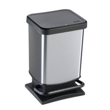 CESTINO GETTACARTE ROTHO PASO METAL RETTANGOLARE A PEDALE SILVER 20 L - F600051