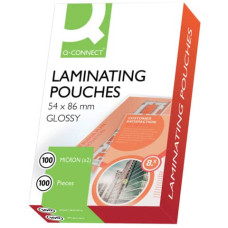 POUCHES PER PLASTIFICATRICI Q-CONNECT 2X100 µM FINITURA LUCIDA 54X86 MM CONF. 100 PEZZI - KF01202