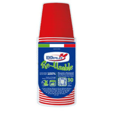 BICCHIERI ROSSI IN POLISTIRENE CONF. DA 30 PZ DOPLA REUSABLE DA 230 ML 22703
