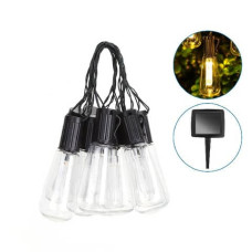 CATENA LUMINOSA LED DA ESTERNO AIGOSTAR CON PANNELLO SOLARE 10 LAMPADINE TRASPARENTI A TUBO A LUCE CALDA 3,8 M - B10201VRI