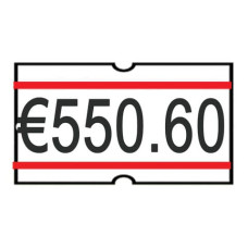 ROTOLO DA 1200 ETICHETTE PER PREZZATRICE PRINTEX RETTANGOLARI 21X12 MM BIANCO/ROSSO PERMANENTI CONF. 10 ROTOLI