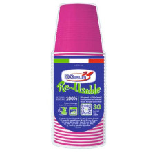 BICCHIERI FUCSIA IN POLISTIRENE CONFEZIONE DA 30 PZ DOPLA RIUTILIZZABILI 230 ML 22699
