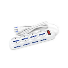 MULTIPRESA CON INTERRUTTORE 16A - CAVO 1,5 M - BIANCO AIGOSTAR A 12 VIE (P40 E P17/11) - 218324