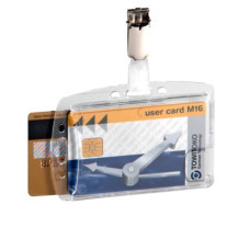 PORTABADGE DURABLE DUO 54X85MM CON CLIP GIREVOLE TRASPARENTE CONF. 25 PEZZI - 801319