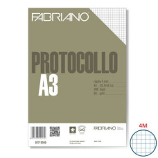 FOGLI PROTOCOLLO FABRIANO PROTOCOLLO BIANCO 60 G/M² 29,7X42 CM QUADRETTI 4 MM CONF. DA 200 FOGLI - 02710560
