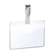 PORTANOMI CON CLIP DURABLE EUROBADGE TASCA APERTA PLASTICA TRASPARENTE INSERTO 60X90MM  CONF. 25 PZ