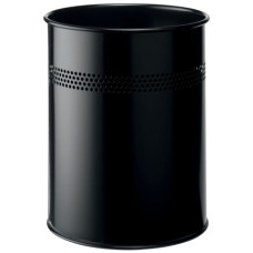 CESTINO GETTACARTE DURABLE CILINDRICO CON SUPERFICIE PERFORATA IN ACCIAIO 15 L NERO - 330001