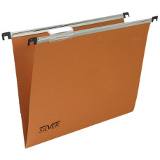 CARTELLE SOSPESE ORIZZONTALI PER CASSETTI 39 CM SILVER FONDO V ARANCIO CONF. DA 50 PEZZI - 150/390 GL -B2