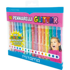 PENNARELLI MITAMA GLITTER E PASTELLO PUNTA MEDIA 3 MM - PRESA TRIANGOLARE - COLORI ASSORTITI CONF. 16 PEZZI - 62845