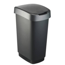 CESTINO GETTACARTE ROTHO CON COPERCHIO BASCULANTE NERO/GRIGIO - 50 LITRI F600029