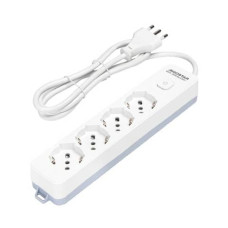 MULTIPRESA CON INTERRUTTORE 16A - CAVO 1,5 M - BIANCO E GRIGIO AIGOSTAR A 4 VIE P40 - 281755