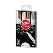 MARCATORE PERMANENTE A VERNICE UNI PAINT MARKER TRATTO 2,8 MM COLORI ASSORTITI CONF. 4 PEZZI - M PX20S 4P