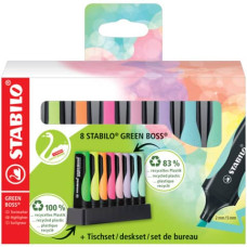 DESKSET EVIDENZIATORI STABILO GREEN BOSS PASTEL- 2-5 MM - ASSORTITI CONF. 8 PEZZI - 6070/08-5