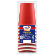 BICCHIERI IN CARTA DOPLA GREEN 250 ML - CONFEZIONE DA 20 PEZZI - COLORE ROSSO - 42188
