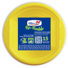 SCODELLE IN PS DOPPIO RIUTILIZZABILI 300 ML GIALLO - CONF. 15 PZ - 08147