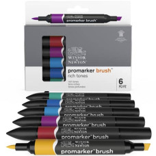 SET 6 PENNARELLI WINSOR&NEWTON DOPPIA PUNTA BRUSH COLORI FORTI ASSORTITI 0290126