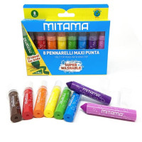 Pennarelli Mitama jumbo maxi punta super lavabili - tratto 1-8 mm - colori assortiti - conf. 8 pezzi 62894