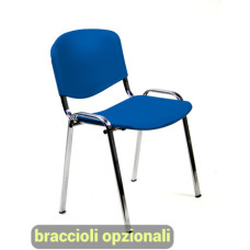SEDIA VISITATORE A 4 GAMBE UNISIT DADO D5PG CON STRUTTURA GRIGIA - CONF. 2 PEZZI - RIVESTIMENTO BLU PPL D5PG/2/BL