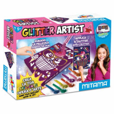GLITTER ARTIST CAT MITAMA - QUADRETTO ADESIVO A4 + 8 POLVERINE GLITTER + 2 COLLE GLITTER - COLORI ASSORTITI 62867