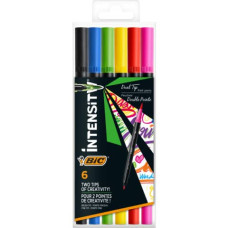 PENNARELLI BIC DUAL TIP INTENSITY CON PENNELLO ASSORTITI RAINBOW - TRATTO 0,5 MM - CONF. 6 PZ - 989694