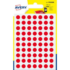 ETICHETTE ROTONDE COLORATE AVERY ROSSO Ø 8 MM - 70 ET/FOGLIO - SCRIVIBILI A MANO - BUSTINA DA 7 FOGLI - PSA08R