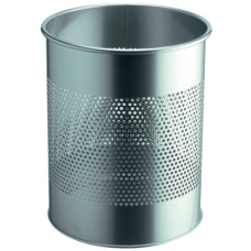 CESTINO GETTACARTE DURABLE CILINDRICO CON SUPERFICIE PERFORATA IN ACCIAIO ARGENTATO METALLIZZATO - 331023