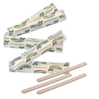 Palette da caffè Dopla in legno avana - 105 mm - incartate singolarmente - conf. da 50 pezzi