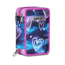 SEVEN ASTUCCIO PORTAPENNE 3 ZIP COMPLETO LAVABILE GLOOMY HEART