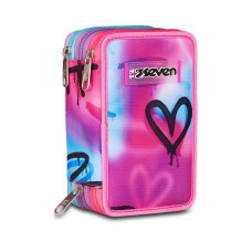 SEVEN ASTUCCIO PORTAPENNE 3 ZIP COMPLETO LAVABILE SPRINT PAINT GIRL