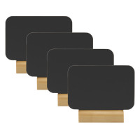 Mini lavagne segnaposto Securit® - forma rettangolare con base legno - 7,5x9x2 cm - nero - conf. 4 pezzi