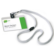 PORTABADGE 6X9CM C/CORDONCINO GRIGIO CF.10