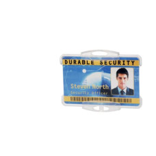 PORTABADGE DURABLE RIGIDO FRONTE APERTO POLISTIRENE TRASPARENTE 1 BADGE 54X87MM CONF. 10 PZ