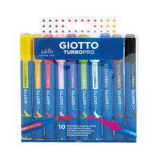 PENNARELLI GIOTTO TURBO PRO DOPPIA PUNTA SCALPELLO PENNELLO CONF. 10 COLORI